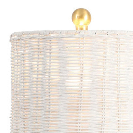 Set of Two 28" White Table Lamps With Drum Shades HomeRoots