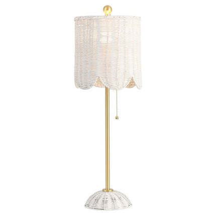 Set of Two 28" White Table Lamps With Drum Shades HomeRoots