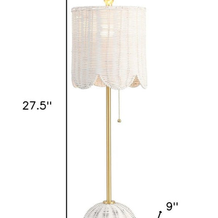 Set of Two 28" White Table Lamps With Drum Shades HomeRoots