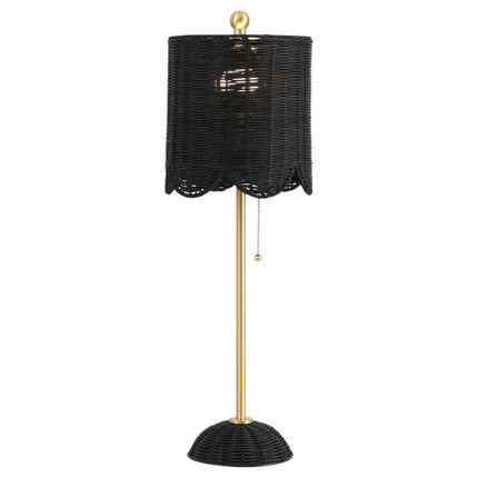 Set of Two 28" Black Table Lamps With Drum Shades HomeRoots