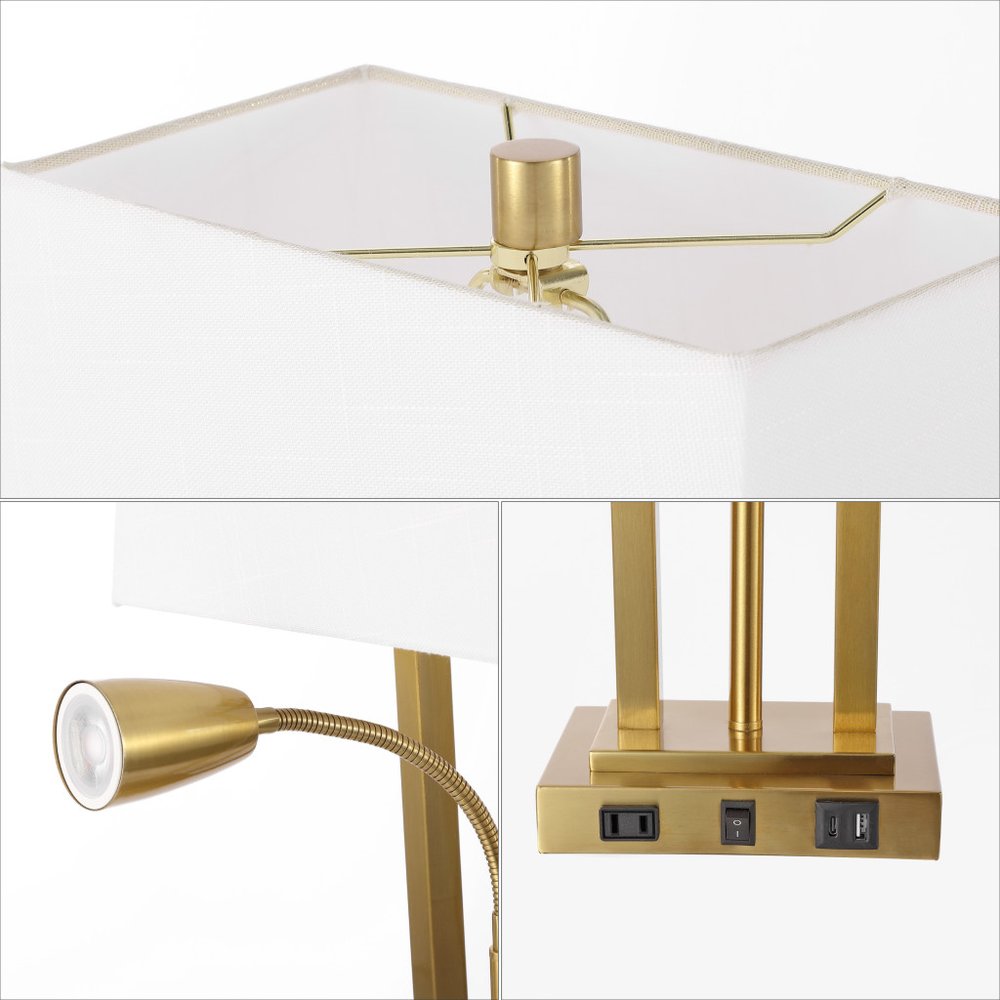 24" Gold Swing Arm Novelty Table Lamp LED With Shade