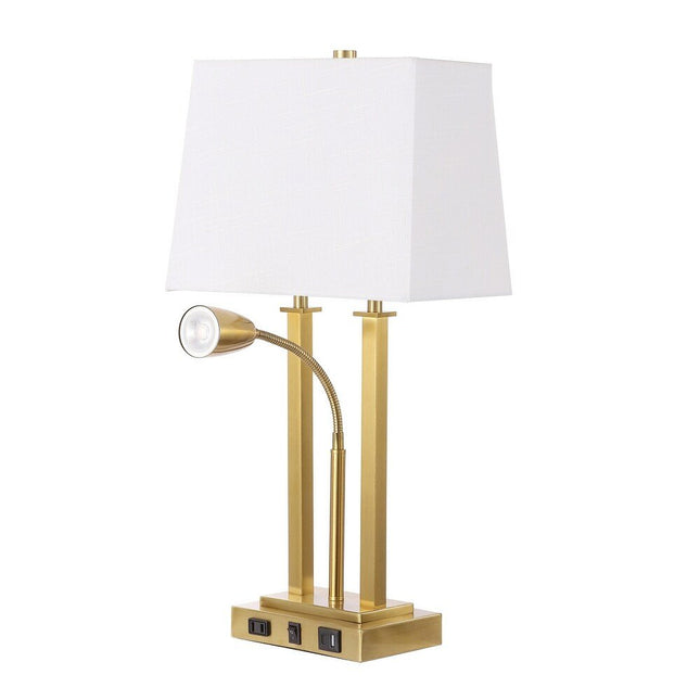 24" Gold Swing Arm Novelty Table Lamp With Shade HomeRoots