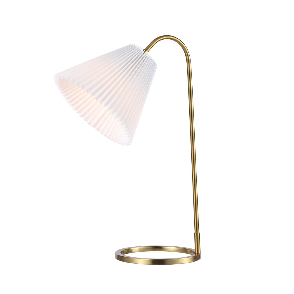 22" Gold Swing Arm Geometric Table Lamp LED With Empire Shade