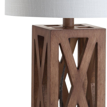22" Brown Table Lamp With Drum Shade HomeRoots