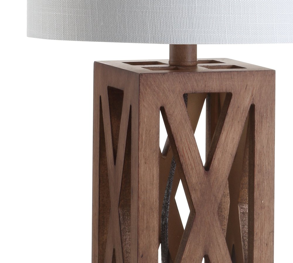 22" Brown Table Lamp LED With Drum Shade