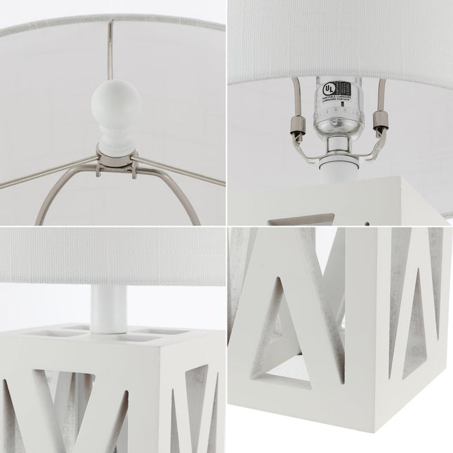 Set of Two 22" White Table Lamps With Drum Shades HomeRoots