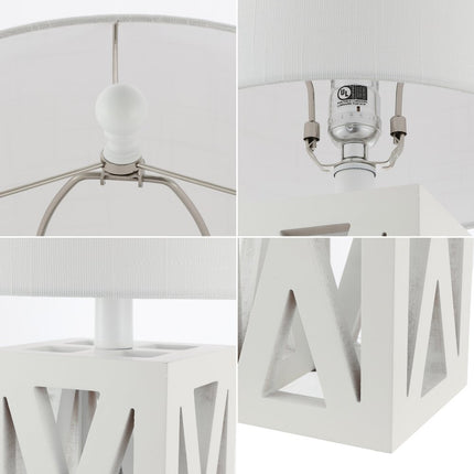 Set of Two 22" White Table Lamps With Drum Shades HomeRoots