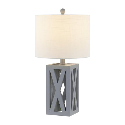 Set of Two 22" Gray Table Lamps With Drum Shades HomeRoots
