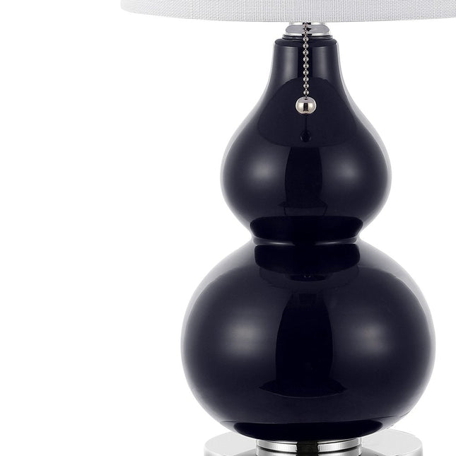 Set of Two 22" Silver Gourd Table Lamps With Drum Shades HomeRoots