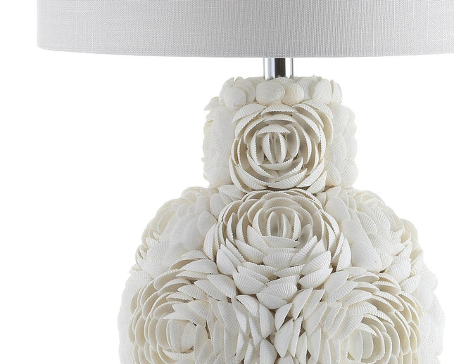 24" Off White Seashell Table Lamp With White Drum Shade HomeRoots