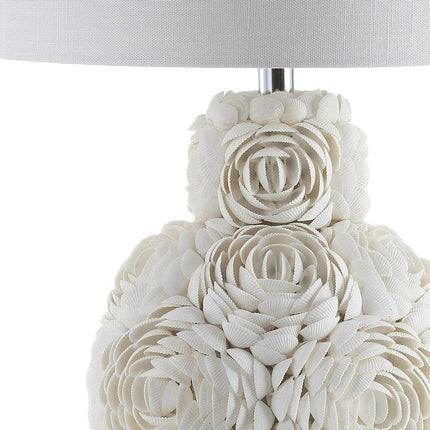 24" Off White Seashell Table Lamp With White Drum Shade HomeRoots