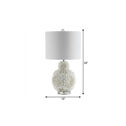 24" Off White Seashell Table Lamp With White Drum Shade HomeRoots