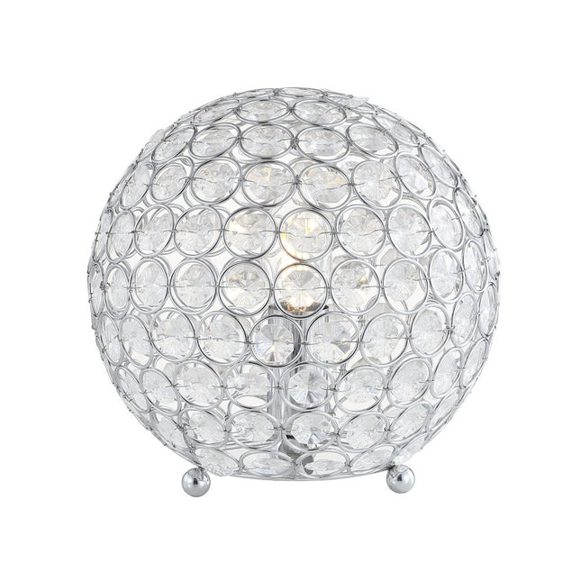 8" Silver Geometric Globe Table Lamp With Globe