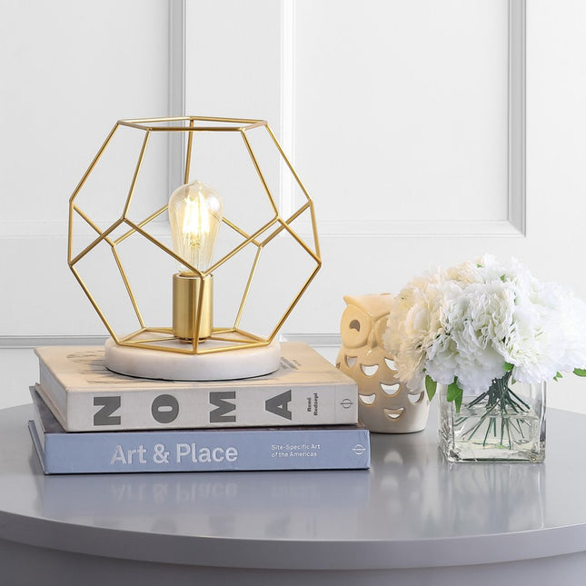10" White Geometric Table Lamp HomeRoots