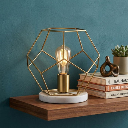 10" White Geometric Table Lamp HomeRoots