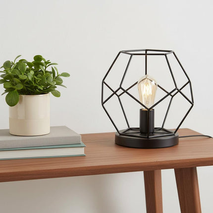 10" Black Geometric Table Lamp LED HomeRoots