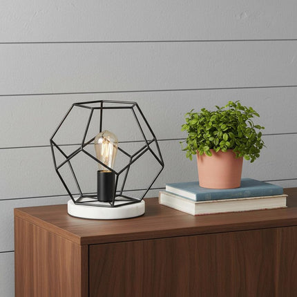 10" White Geometric Table Lamp LED HomeRoots