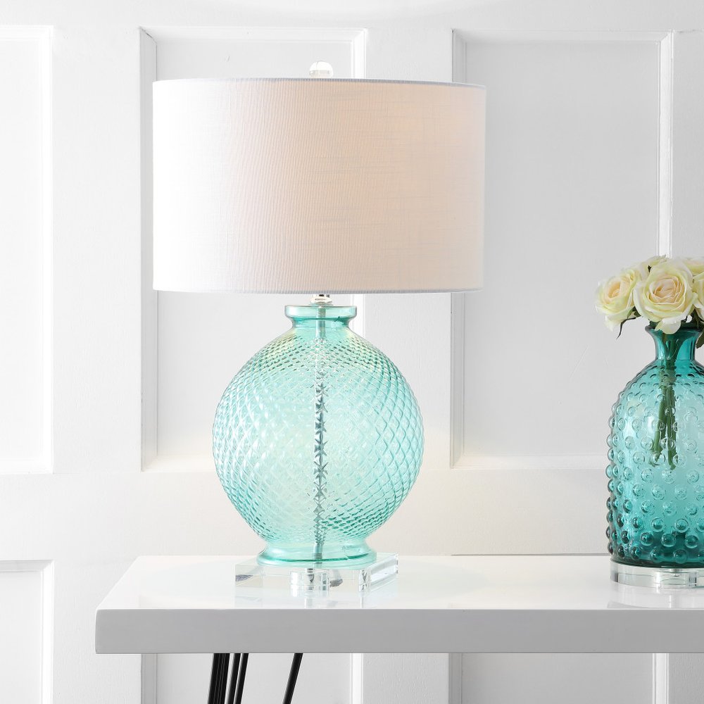 26" Clear Novelty Table Lamp LED With Drum Shade