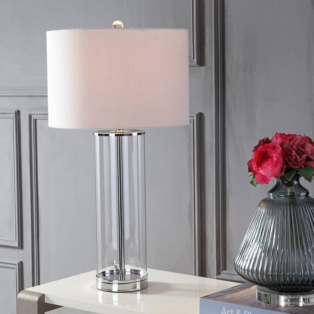29" Silver Novelty Table Lamp LED With Drum Shade
