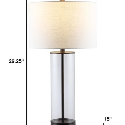 29" Antiqued Bronze Table Lamp With Drum Shade HomeRoots