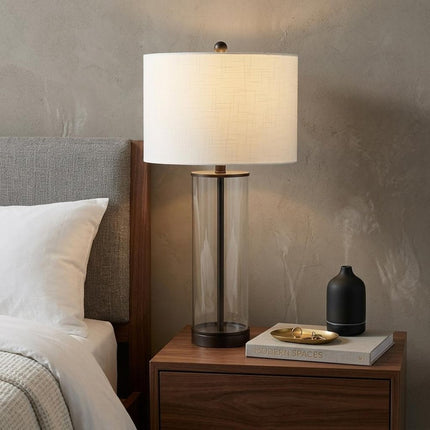 29" Antiqued Bronze Table Lamp With Drum Shade HomeRoots