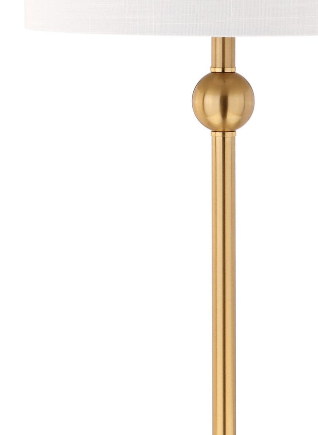 Set of Two 35" Clear And Brass Table Lamps With Drum Shades HomeRoots