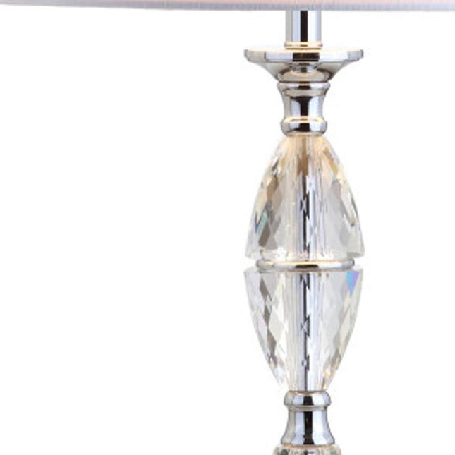 Set of Two 26" Clear And Silver Novelty Table Lamps With Drum Shades HomeRoots