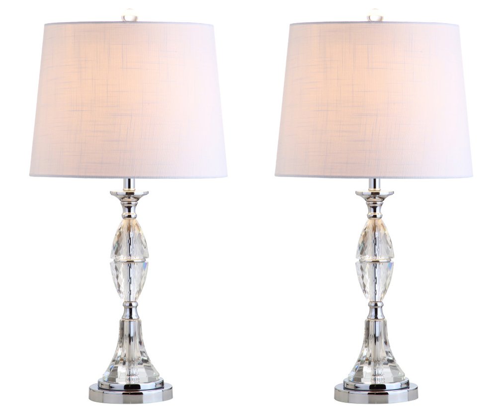 Set of Two 26" Silver Novelty Table Lamps LED With Drum Shades