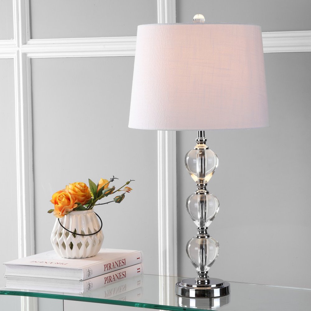 27" Silver Novelty Table Lamp LED With Drum Shade