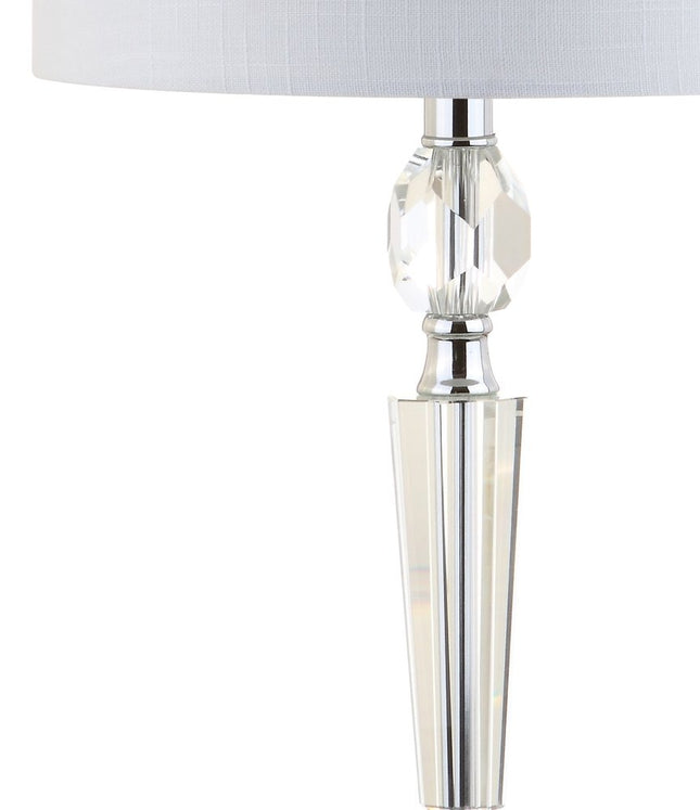 Set of Two 27" Clear And Silver Bedside Lamps With Drum Shades HomeRoots
