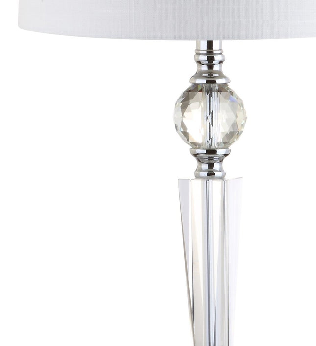 Set of Two 31" Clear And Silver Table Lamps With Drum Shades HomeRoots