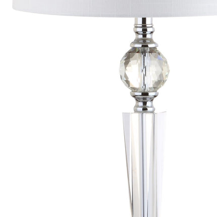 Set of Two 31" Clear And Silver Table Lamps With Drum Shades HomeRoots