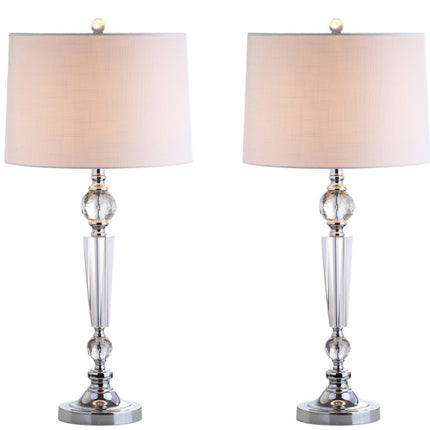 Set of Two 31" Clear And Silver Table Lamps With Drum Shades HomeRoots