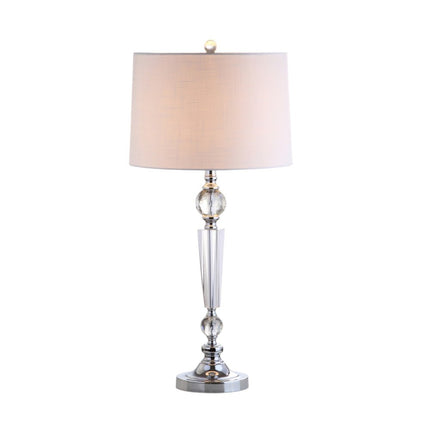Set of Two 31" Clear And Silver Table Lamps With Drum Shades HomeRoots