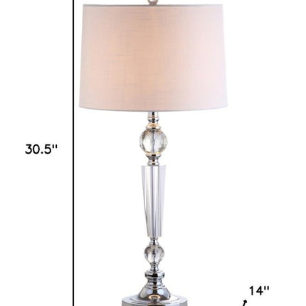 Set of Two 31" Clear And Silver Table Lamps With Drum Shades HomeRoots