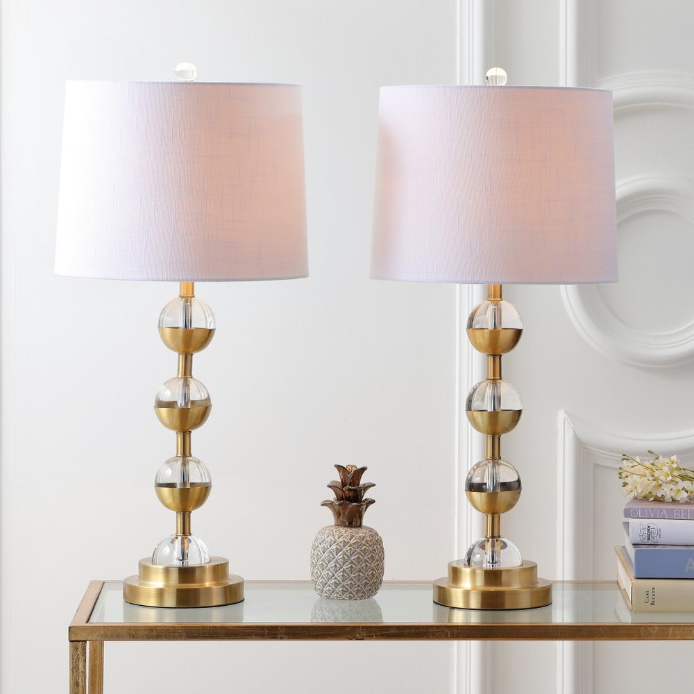 Set of Two 28" Gold Novelty Table Lamps LED With Drum Shades
