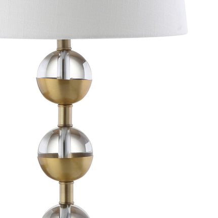 Set of Two 28" Gold Round Bedside Lamps With Drum Shades HomeRoots