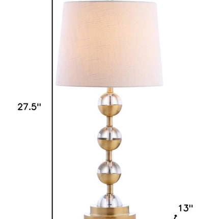 Set of Two 28" Gold Round Bedside Lamps With Drum Shades HomeRoots