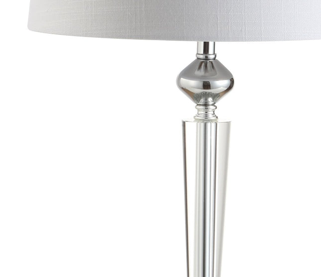 28" Silver Table Lamp With Drum Shade