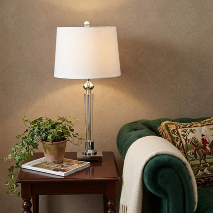 28" Silver Table Lamp With Drum Shade HomeRoots