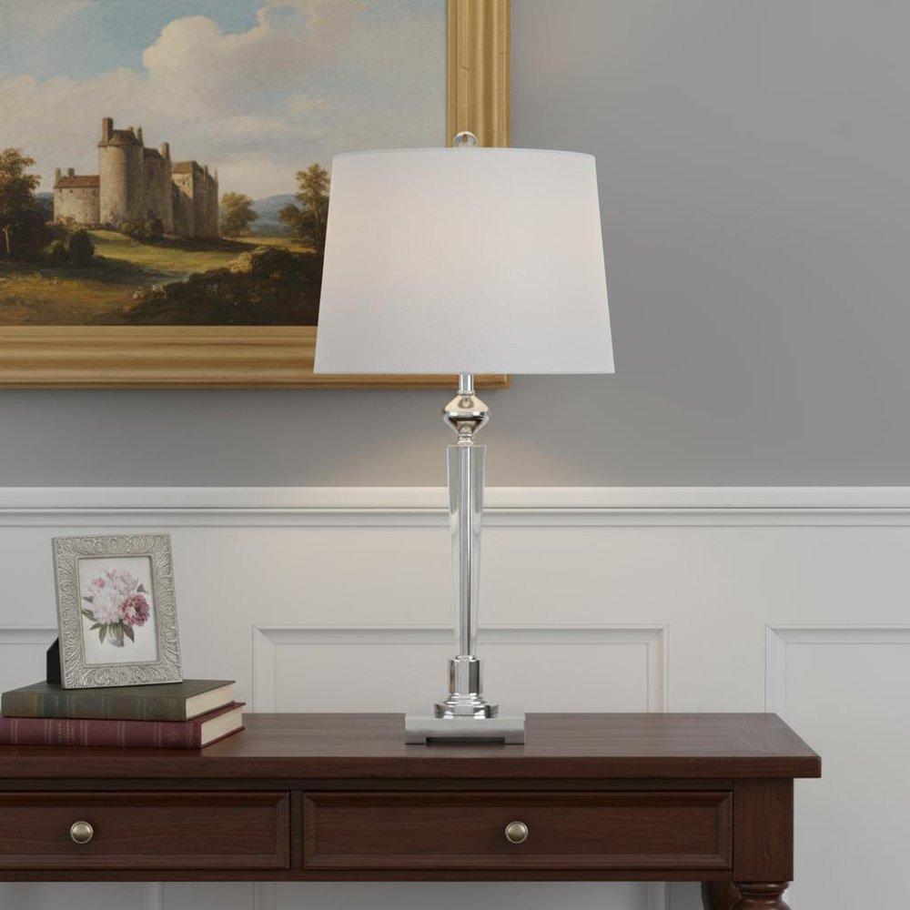 28" Silver Novelty Table Lamp LED With Drum Shade