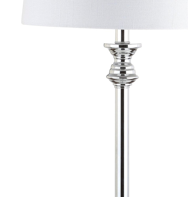 Set of Two 33" Silver Table Lamps With Drum Shades HomeRoots