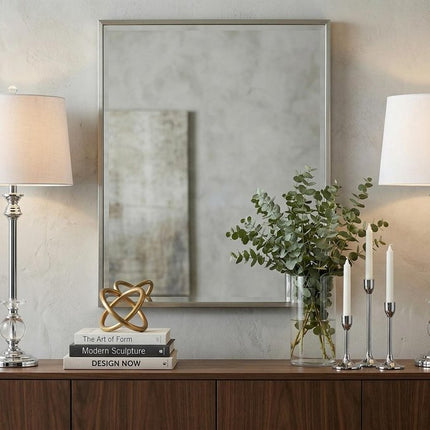 Set of Two 33" Silver Table Lamps With Drum Shades HomeRoots