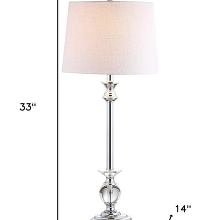 Set of Two 33" Silver Table Lamps With Drum Shades HomeRoots