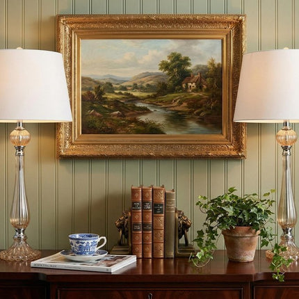 Set of Two 33" Champagne Novelty Table Lamps With Globe Shades HomeRoots