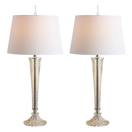 Set of Two 32" Champagne Urn Buffet Lamps With Globe Shades HomeRoots
