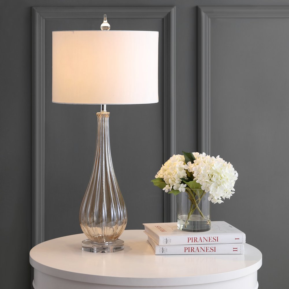 33" Clear Novelty Table Lamp LED With Drum Shade