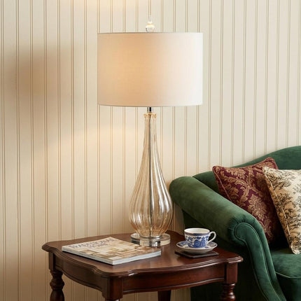 33" Clear Urn Buffet Lamp With Drum Shade HomeRoots