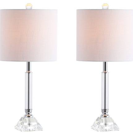Set of Two 20" Clear Table Lamps With Drum Shades HomeRoots