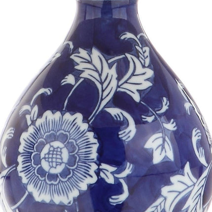 27" Blue Gold And White Novelty Table Lamp With Drum Shade HomeRoots